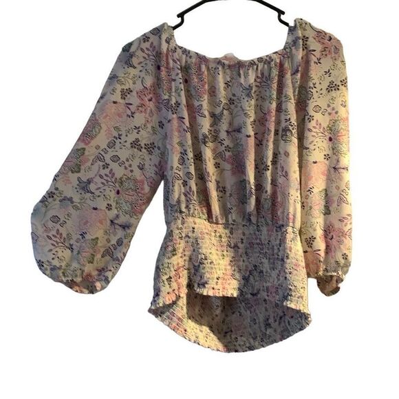 Pre Owned Women’s NOBO No Boundaries Blouse Banded Wrist Waist Sz XXL Floral - Picture 4 of 7